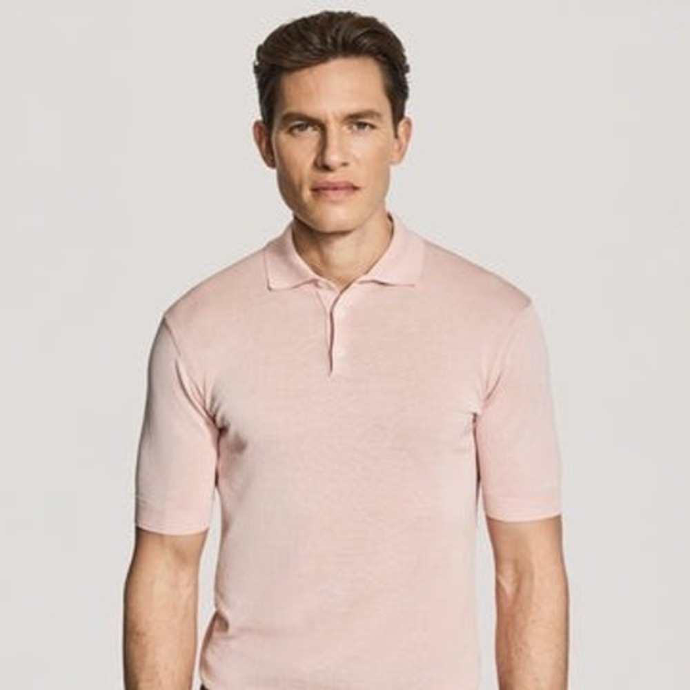 Jack Victor Tupper SS Polo Mens Pink Cotton Silk Knit Short Sleeve Made Italy XL